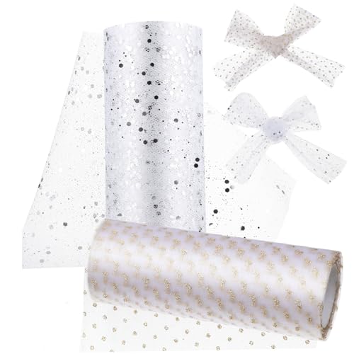 AKOOSY 2 Rollen Glitzer Tüll Stoff Flexible Dekostoff mit Pailletten für Hochzeit Tischdeko Basteln Party DIY Brautpaar Hochzeitsdeko AKOOSY 2 Rollen Glitzer Tüll Stoff Flexible Dekostoff mit Pailletten für Hochzeit Tischdeko Basteln Party DIY Brautpaar Hochzeitsdeko von AKOOSY