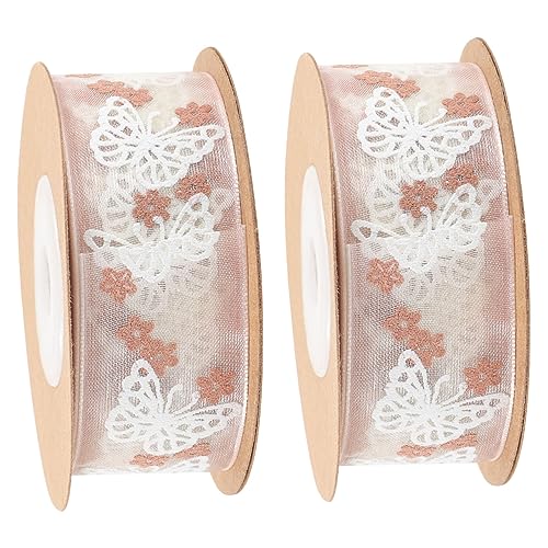 AKOOSY 2 Rollen Schmetterlings Geschenkband Rosa Vielseitiges Schnittfestes Band Farbintensiv Knitterfrei für Basteln Dekoration Haaraccessoires und Verpackungen AKOOSY 2 Rollen Schmetterlings Geschenkband Rosa Vielseitiges Schnittfestes Band Farbintensiv Knitterfrei für Basteln Dekoration Haaraccessoires und Verpackungen von AKOOSY