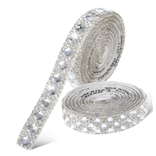 AKOOSY 2 Rollen Selbstklebendes Strassband Glitzerklebeband für DIY Projekte Funkelnde Strassstreifen für Kleidung und Bastelarbeiten AKOOSY 2 Rollen Selbstklebendes Strassband Glitzerklebeband für DIY Projekte Funkelnde Strassstreifen für Kleidung und Bastelarbeiten von AKOOSY