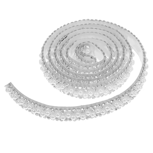 AKOOSY 2 Rollen Selbstklebendes Strassband mit Perlen Breit Perlen Diy Schmuck Applikation für Kleidung Taschen Hochzeit Dekoration Bastelbedarf Flexibel Zuschneidbar von AKOOSY