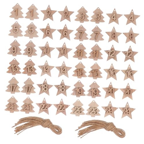 AKOOSY 2 Sätze Holz Zahlenanhänger Adventskalender DIY Hängende Geschenkanhänger mit Schnur Weihnachtsdeko Bastelset für Zimmer und Festgestaltung AKOOSY 2 Sätze Holz Zahlenanhänger Adventskalender DIY Hängende Geschenkanhänger mit Schnur Weihnachtsdeko Bastelset für Zimmer und Festgestaltung von AKOOSY