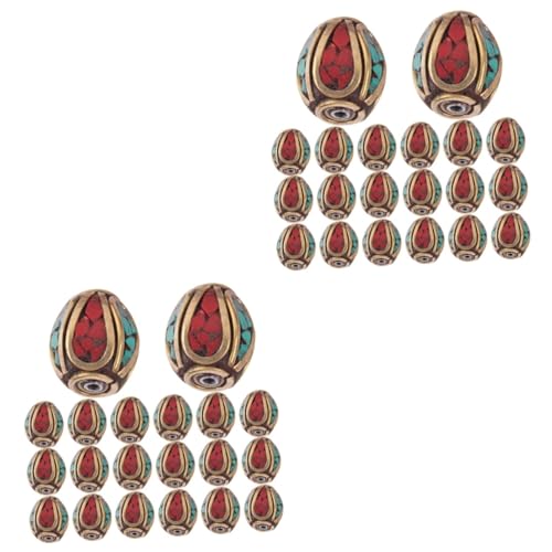 AKOOSY 2 Sätze Nepalese Buddha Perlen Handgefertigte Messing Spacer Perlen Mit Türkis Für Diy Schmuckherstellung Für Armbänder Und Für Bastelprojekte Und 20 Stück * 2 von AKOOSY