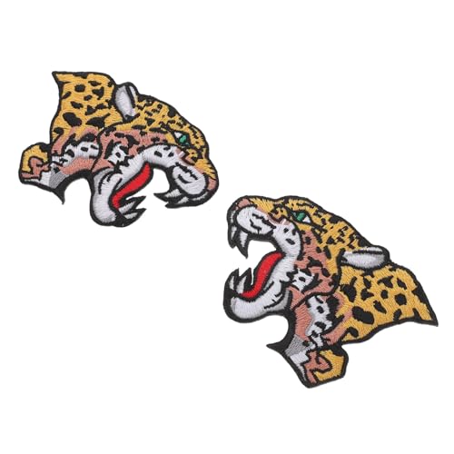 AKOOSY 2 Stück Cheetah Stickerei Aufnäher Brüllender Kopf DIY Applikation zum Aufnähen für Kleidung Jacke Tasche Hut Leuchtende Farben Langlebig Vielseitig für Textilien von AKOOSY