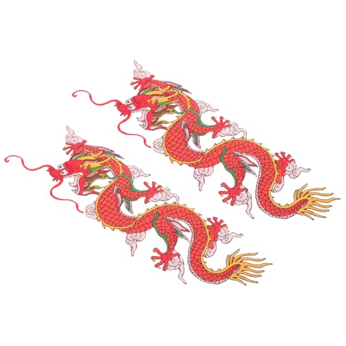 AKOOSY 2 Stück Drachen Aufnäher zum Aufbügeln Kleine Rote Stoffflicken Multifunktionale Kleidung und Hut Dekoration Reparierbar für Jacken Rucksäcke DIY und Textilien von AKOOSY