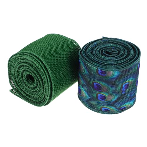AKOOSY 2 Stück Grüne Drahtkantenbänder mit Pfauenfeder Breit Vielseitig Formbare Polyester Wickelbänder für Geschenkverpackung Kränze Schleifen und Festliche Wohnraumdekoration AKOOSY 2 Stück Grüne Drahtkantenbänder mit Pfauenfeder Breit Vielseitig Formbare Polyester Wickelbänder für Geschenkverpackung Kränze Schleifen und Festliche Wohnraumdekoration von AKOOSY
