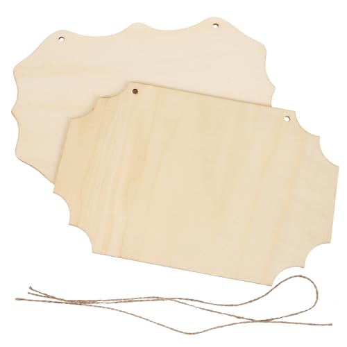 AKOOSY 2 Stück Hölzerne leere hängende Marke Holzschilder lackierbar klein groß schmucklos Erinnerung DIY Holztafel unfertige Holzplage unfertige Holzplatte Hängebretter aus Holz von AKOOSY