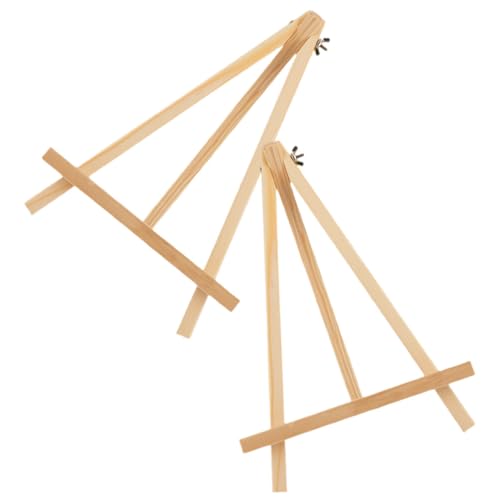 AKOOSY 2 Stück Holz Tischstaffelei Mini Staffelei mit Stabilem Dreibein Design Kleiner Holzständer für Malplatten und Dekoration Vielseitig Einsetzbar als Bilderhalter und von AKOOSY