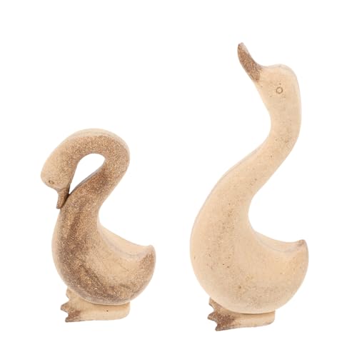 AKOOSY 2 Stück Holzdeko Gänse Naturholz zum Bemalen DIY Holzfigur Tierdeko Holz gans Hinstellen Bastelmaterial von AKOOSY