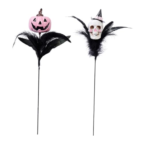 AKOOSY 2 Stück Künstliche Halloween-deko mit Schädel-stielen und Federn Realistische Künstliche Blumenzweige für Gruselige Tischdekoration Vase-füller und Gothic Partyaccessoires AKOOSY 2 Stück Künstliche Halloween-deko mit Schädel-stielen und Federn Realistische Künstliche Blumenzweige für Gruselige Tischdekoration Vase-füller und Gothic Partyaccessoires von AKOOSY