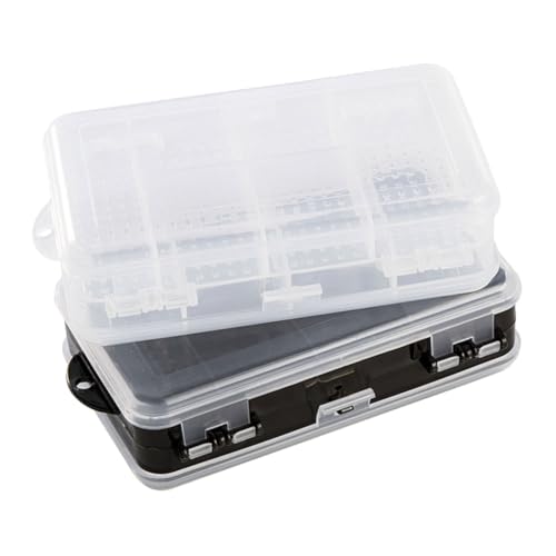 AKOOSY 2 Stück Kunststoff Schmuck Aufbewahrungsbox mit Fächern Transparenter und Schwarzer Sortierkasten Staubdichter Organizer für Ohrringe Ringe Perlen und Kleinteile Robust und von AKOOSY