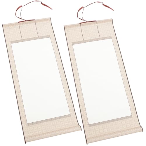 AKOOSY 2 Stück Leere Chinesische Malrolle Mini Reispapierrolle zum Malen und Schreiben Reißfestes Kalligraphiepapier mit Klarer Textur Leicht Rollbar für Kunst Basteln und Dekoration von AKOOSY