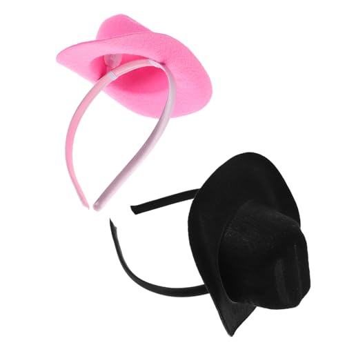 AKOOSY 2 Stück Mini Cowboy Hat Stirnband Kleines Hutstirnband Stirnband Karneval Westernhutband Haarzubehör Modische Stirnbänder Frauen Kostüm Kopfbedeckungen Western-hutband Plastik von AKOOSY