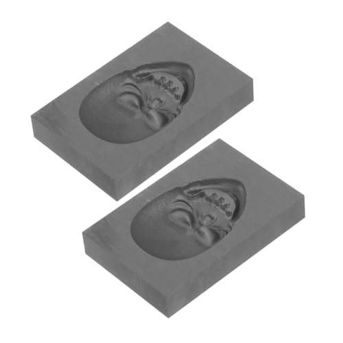 AKOOSY 2 Stück Schädelkopf Graphit Gussformen Hochdichte Gussform für Gold Silber Kupfer Schmelzen Präzise Abgießform mit Einfachem Entformen für Professionelle Schmuckherstellung und DIY von AKOOSY