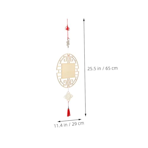 AKOOSY 2 Stück Teiliges Chinesisches Holzornament mit Lucky Knoten und Quaste Diy Anhänger für Traditionelle Wand und Tischdeko Vorgebohrte Holzrohlinge für Kreative Bastelprojekte von AKOOSY