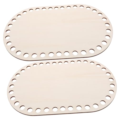 AKOOSY 2 Stück Teiliges Holz Korbboden Stabiler Glatter Häkelfuß für DIY Körbe und Taschen Runder Blanko Boden Vielseitig Verwendbar für Strick und Flechtprojekte von AKOOSY