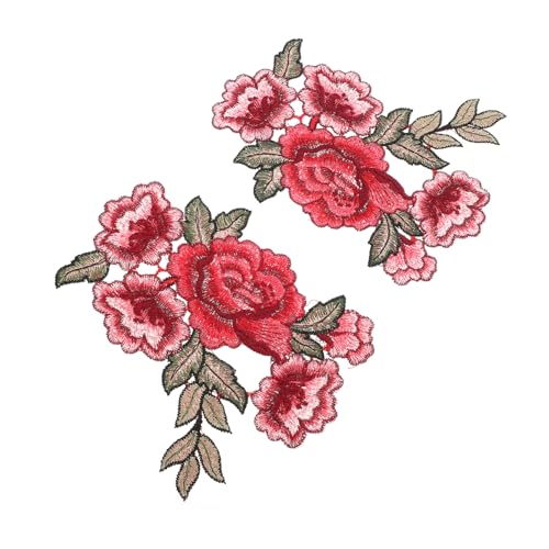 AKOOSY 2 Stück Teiliges Rosen blumen patches aus Polyester Waschbare Langlebige Spitzen applikationen für DIY Kleidung Linker und Rechter Kragen für Näharbeiten und Textilreparatur von AKOOSY