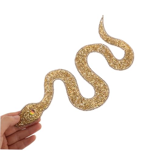 AKOOSY 2 Stück Teiliges Schlangen Strass Applikation Bügelbare Pailletten Stickerei DIY Mode Accessoire für Kleidung Schuhe Hüte Taschen Goldfarbene Textilien Langlebig und Vielseitig von AKOOSY