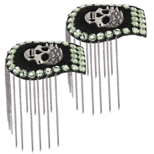 AKOOSY 2 Stück Teiliges Skull Epauletten mit Quasten Punk Schulterabzeichen Kostüm Zubehör für Bühnenauftritte und Partys Modische Uniform Dekoration AKOOSY 2 Stück Teiliges Skull Epauletten mit Quasten Punk Schulterabzeichen Kostüm Zubehör für Bühnenauftritte und Partys Modische Uniform Dekoration von AKOOSY