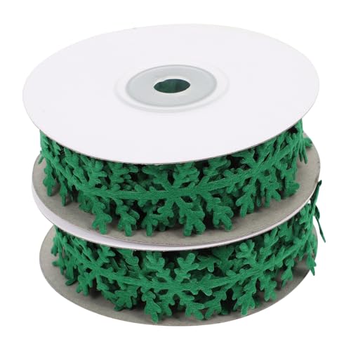 AKOOSY 2 Stück Weihnachtliche Geschenkband Grün mit Schneeflocken Motiv Lange Dekobänder zum Verpacken Glatte Oberfläche Vielseitig Zuschneidbar Festliche Schleifen für von AKOOSY