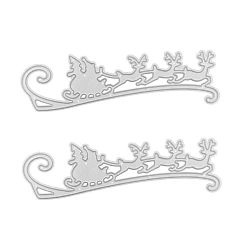 AKOOSY 2 Stück Weihnachtsschlitten Messerform Fröhliche Stanzformen Scrapbooking Rentierformen Etiketten Vorlage Gestanzt Weihnachtsdekoration Grußschablone Weihnachten von AKOOSY