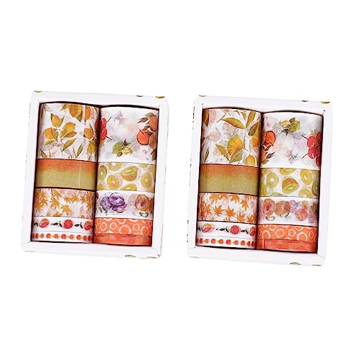 AKOOSY 2 Washi-Tape DIY Klebeband Einklebeband aus Papier klebriges Papierklebeband dekoratives Klebeband für the washi tape bastelzeug aufkleber schöner Papierstreifen DIY liefert Orange von AKOOSY