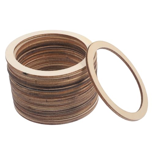 AKOOSY 20 Stück DIY Holzringe Runde Holzplatten für Kreative Bastelprojekte Dekorative Kreise für Malerei Schmuckherstellung und Handwerk von AKOOSY