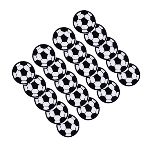 AKOOSY 20 Stück Fußball Stickerei Patches für Kleidung Bügelflicken zur Dekoration von Jeans Taschen und Waschbar und Langlebig zum Reparieren von Löchern und Flecken von AKOOSY