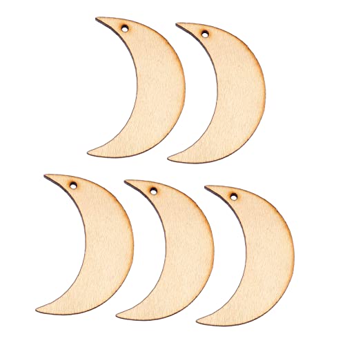 AKOOSY 20 Stück Holz Mond Form Anhänger Unbehandelt für DIY Bastelprojekte mit Material für Dekoration Scrapbooking und Feste von AKOOSY