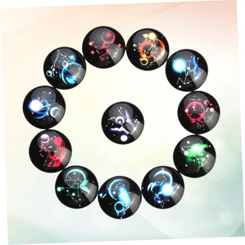 AKOOSY 20 Stück Teiliges Glas Cabochons Bunte Halbrunde Glaskuppeln mit Sternenhimmel muster Flache Rückseite für DIY Schmuckherstellung Vielseitige Handwerks zubehör für Ohrringe und von AKOOSY