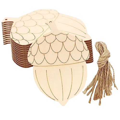 AKOOSY 20 Stück Teiliges Set Holz Anhänger für DIY Bastelarbeiten Unbehandelte Holzschilder für Weihnachtsbaum Dekoration zum Bemalen und Gestalten Langlebig und Leicht von AKOOSY