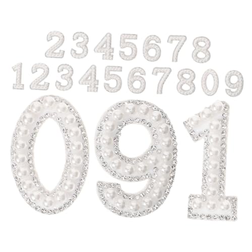 AKOOSY 20 Stück Teiliges Weiße Bügelbilder mit Strass und Perlen Nummerische Vliesstoff Patches zum Aufbügeln Langlebige Diy Kleidung Applikationen für Schuhe Hüte Taschen und Textilien AKOOSY 20 Stück Teiliges Weiße Bügelbilder mit Strass und Perlen Nummerische Vliesstoff Patches zum Aufbügeln Langlebige Diy Kleidung Applikationen für Schuhe Hüte Taschen und Textilien von AKOOSY