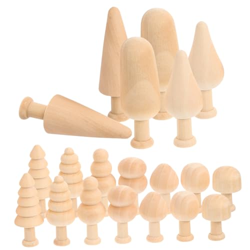 AKOOSY 20 Stück Unbehandelte Holzmini Bäume für DIY Bastelprojekte für Malerei und Dekoration Robuste Holzmaterialien für Kreative Aktivitäten von AKOOSY