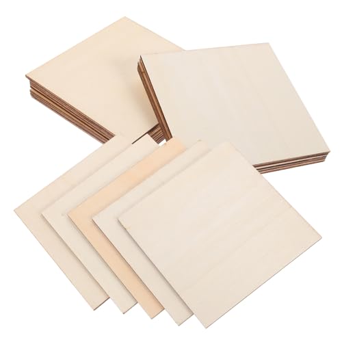 AKOOSY 20 Stück Unfertige Holzplatten für DIY Graffiti Quadratische Holzstücke Blanko Holzschneider für Bastelprojekte und Heimdekoration von AKOOSY