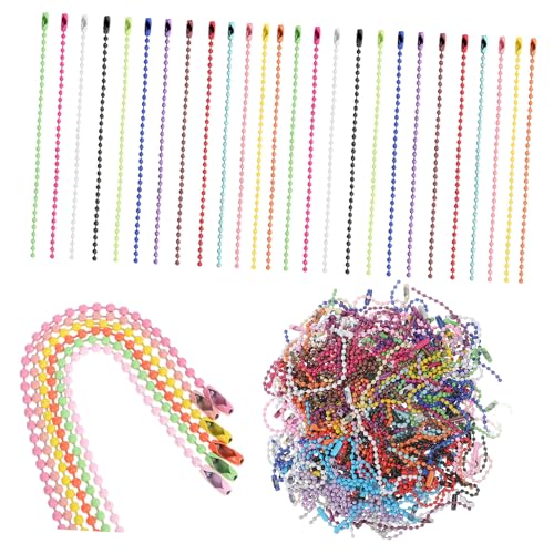 AKOOSY 200 Stk. Teiliges Bunte Metall Kugelketten mit Verbindern Farben Stabile Bead Chains für Schlüsselanhänger DIY Schmuck Bastelprojekte von AKOOSY