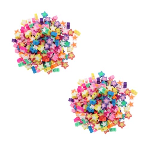 AKOOSY 200 Stück Bunte DIY Polymer Clay Sternperlen für Armbänder Robuste Farbechte Schmuckperlen für Kreative Bastelarbeiten und Individuelle Schmuckgestaltung von AKOOSY