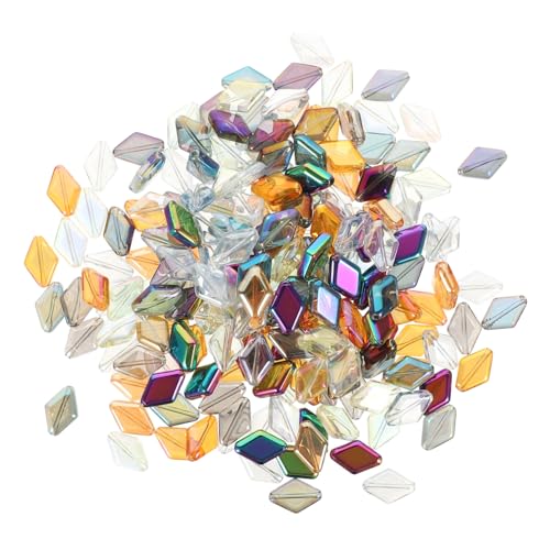 AKOOSY 200 Stück Glasperlen Mittelgroß Diamantförmig Irisierend mit Sichere Langlebige Schmuckperlen für DIY Armbänder Halsketten Basteln von AKOOSY