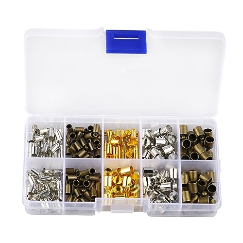AKOOSY 200 Stück Kupfer Endkappen für DIY Schmuck Fransen Hutkappen Zubehör für Armbänder und Ohrringe Mischfarben für Handmade Schmuckgestaltung von AKOOSY