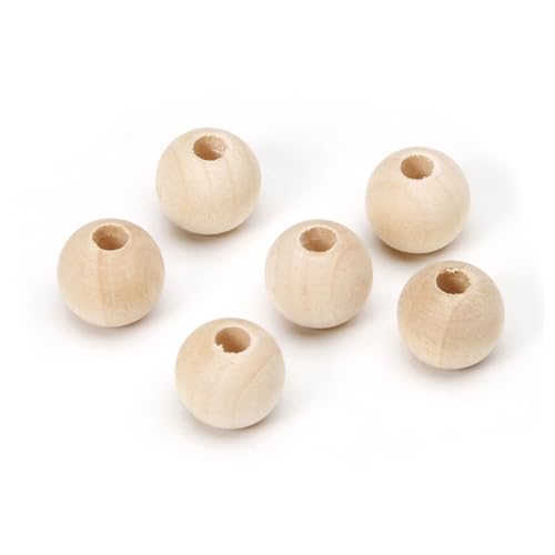 AKOOSY 200 Stück Natürliche Runde Holzperlen Glatte Oberfläche DIY Schmuckherstellung Lose Spacer Perlen für Basteln Natürliche Holz Kugeln Zubehör von AKOOSY