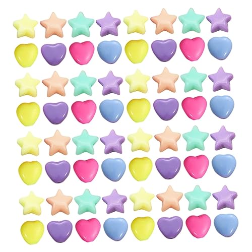 AKOOSY 200 Stück Teiliges DIY Perlen Sterne Herzen Spacer Beads für Schmuckherstellung Bunte Leichte Kunststoffperlen mit Glatter Oberfläche für Armband Halskette Basteln von AKOOSY
