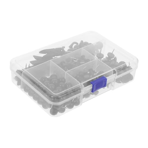 AKOOSY 200 Stück Teiliges Push Pin Set Transparent mit Haken und Clips Stabile Edelstahl Abs reißzwecken für Kork Pinnwände Inklusive Aufbewahrungsbox für Büro und Zuhause von AKOOSY