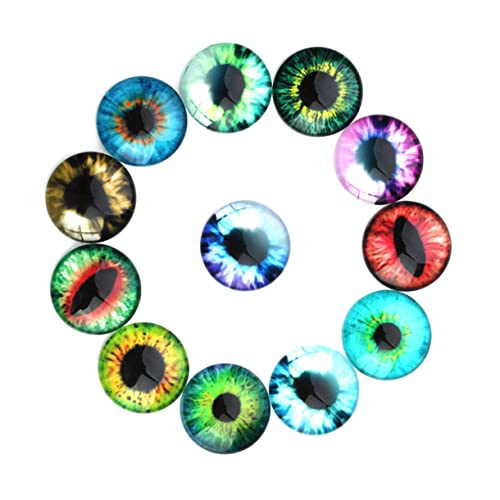 AKOOSY 20Stücke DIY Schmuckzubehör Glasaugen für Schmuckherstellung Runde Cabochons für Bastelprojekte für Ohrringe und Andere Handarbeiten von AKOOSY