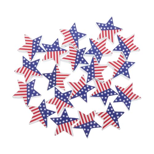AKOOSY 20Stücke Holzsternperlen mit US Flaggenmotiv Lose Perlen für Schmuckherstellung Patriotische Bastelperlen für DIY Projekte für Armbänder von AKOOSY