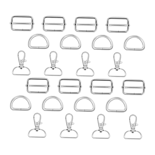 AKOOSY 24 Stück Metall Schlüsselanhänger Rechteckige Metallschnallen Schlüsselanhänger Clips Leicht Zu Öffnende Schnalle Mehrzweck D Ring Schnallenverbinder Taschenschnalle Metall von AKOOSY