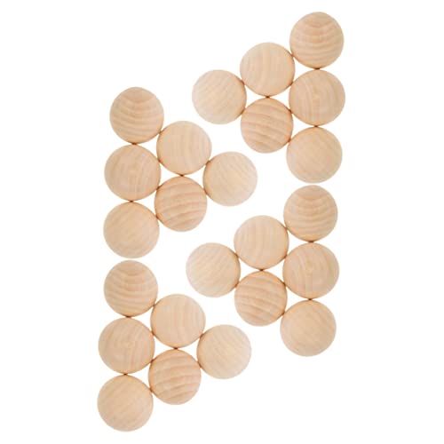 AKOOSY 24Stücke Holz Halbperlen Unvollendete Holzkugeln für Bastelarbeiten DIY Handwerk Dekoration Leichte und Vielseitige Holzperlen für Projekte von AKOOSY