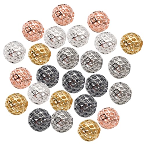 AKOOSY 25 Stück DIY Metallperlen für Schmuckherstellung Loch Gold Silber Schwarz Roségold und Weiß für Armbänder Ohrringe und Schlüsselanhänger von AKOOSY