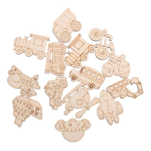 AKOOSY 25 Stück Holzchipsspielzeug Holzausschnitte Bemalen Fahrzeugdekor Aus Holz Unbemalte Holzscheiben Holzspäne in Fahrzeugform Diy Leere Unfertige Holzausschnitte Khaki von AKOOSY