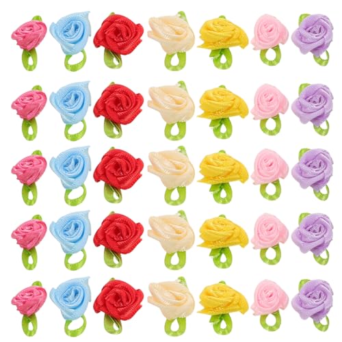 AKOOSY 250 Stück Mini-rosen-blumenornament Satinstoff, Rosenkopf Mit Blättern, Nähapplikationen, Verzierungen Für Rock- Und Jackendekoration AKOOSY 250 Stück Mini-rosen-blumenornament Satinstoff, Rosenkopf Mit Blättern, Nähapplikationen, Verzierungen Für Rock- Und Jackendekoration von AKOOSY