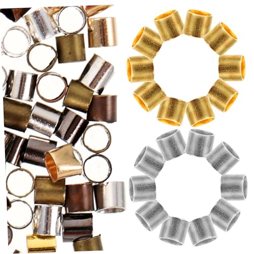 AKOOSY 2500 Stück Quetschperlen Spacer Beads aus Kupfer für Schmuckherstellung DIY Armband Halskette Bastelzubehör Bunte Mischfarben von AKOOSY