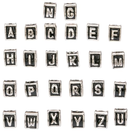 AKOOSY 26 Stck Teiliges Metall Buchstaben Perlen Dreieckige Alphabet Perlen für Schmuckherstellung Vintage Design Metallperlen zum Auffädeln DIY Armband Anhänger Zubehör von AKOOSY