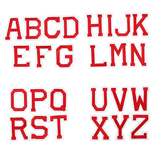 AKOOSY 26 Stück Alphabet Buchstaben Aufbügel Patches Teiliges Rot für Kleidung Taschen und Jeans Bestickte Buchstaben A Z Einfach zu Verwenden und Langlebig von AKOOSY